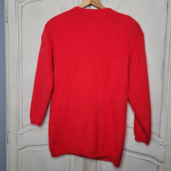 VTG Rafaella Angora Rabbit Wool Holiday Christmas Ribbon Jingle Bell Sweater✨️M - Picture 13 of 14